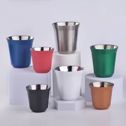 80/160ml Stainless Steel Beer Wine Cup Rose Gold Beer Tumbler Cocktail Juice Milk Cup Metal Drinking Mug for Bar Drinkware