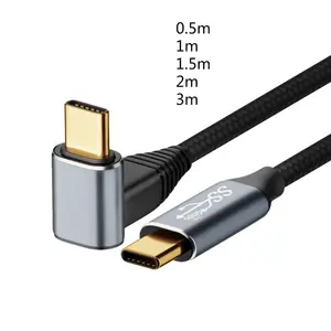 Bilashmart 100W Right Angle USB C to USB C Cable0.5M 3M USB C to C Type C Male PD Fast Charge Cord Specially Game Tablet Drop Shipping