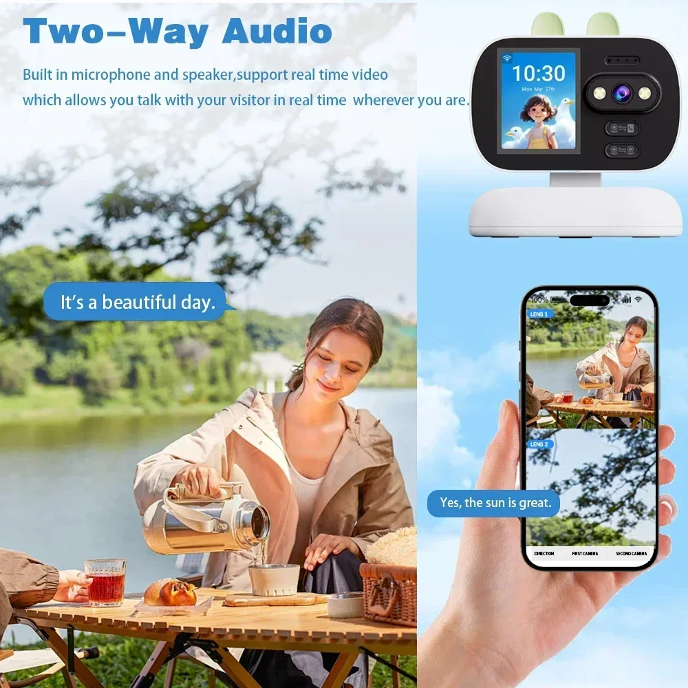 Baby Monitor Cam 5MP WiFi Indoor PTZ Video Surveillance Camera Mini Security Camera Color Night Vision Auto Tracking Video Calls