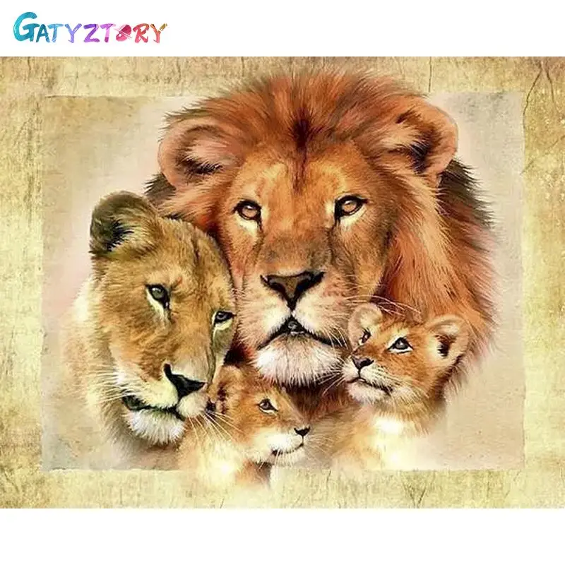 

GATYZTORY Frame Painting By Numbers Kits Lion Animal Modern Drawing Coloring By Numbers Acrylic Paint For Home Decor