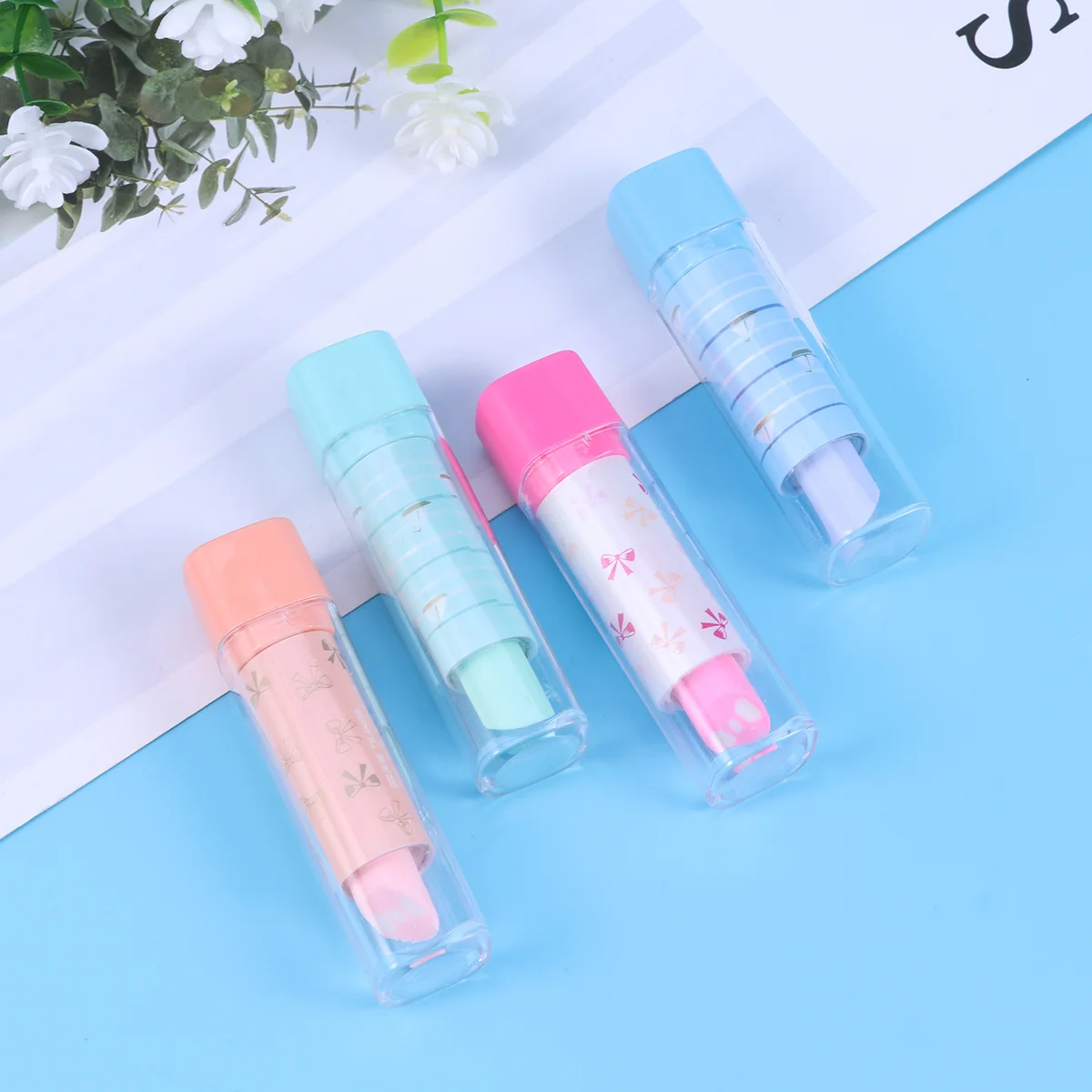 10 Pcs Erasers for Kids Novelty Stationery Korean Version Lipstick Pencil Student