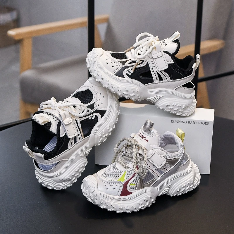 Stripes Children Sports Sandals Hollow Sneakers for Summer Soft Arch Support Student Anti-slippery Training Shoes Child I06181