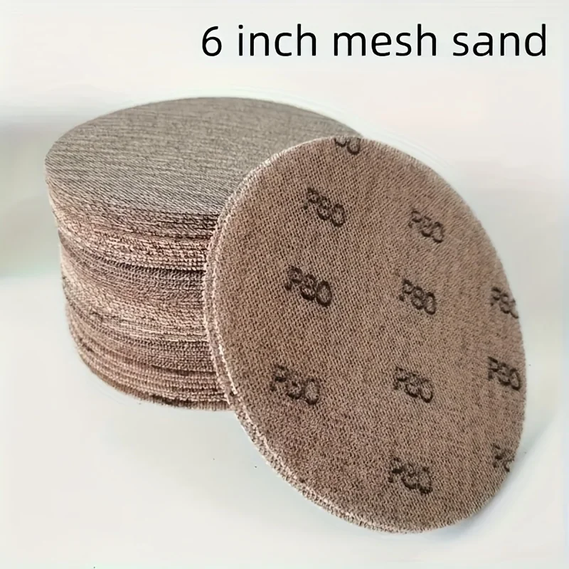 6 Inch 150mm Dry Mesh Sanding Box, Atomic Lime Putty Polished Round Self-Adhesive Flocking Pad