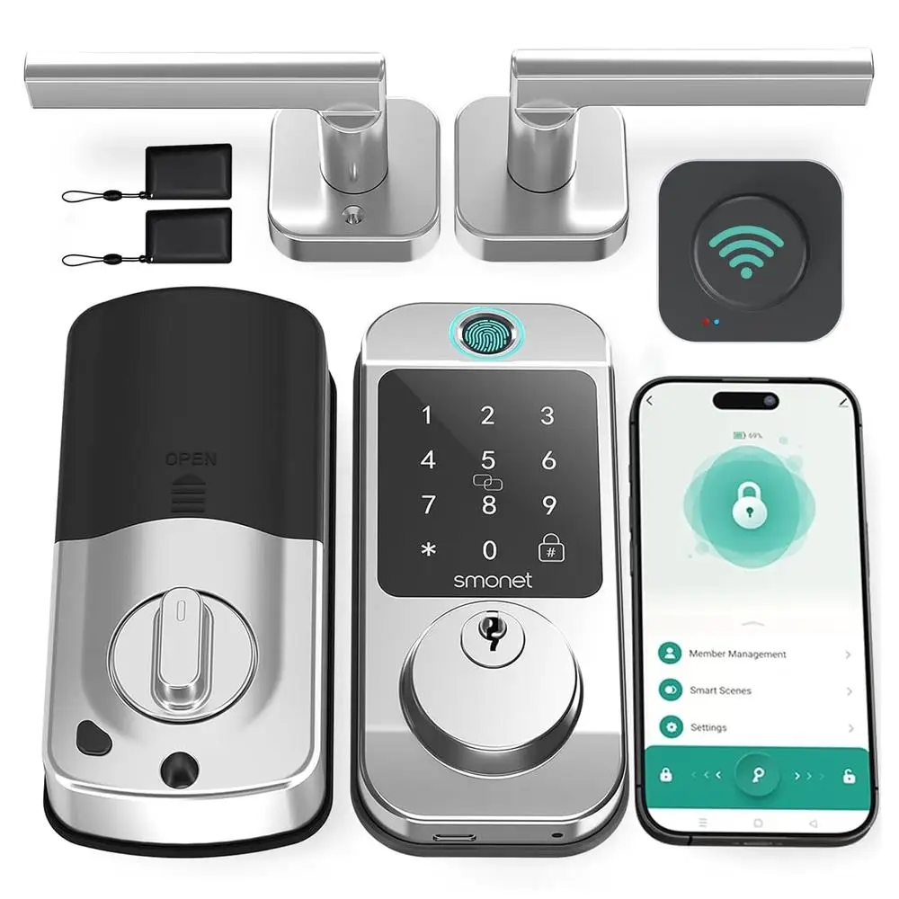 Smart Fingerprint Door Lock WiFi Bluetooth Keypad App Control Keyless Entry Access Alexa-Compatible