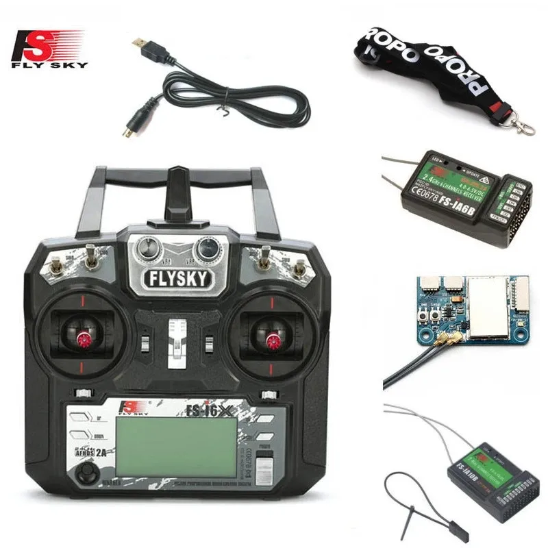 

FLYSKY FS-I6X I6X 2.4G 10CH AFHDS 2A Radio Transmitter with X6B IA6B A8S IA10B IA6 Receiver for RC Airplane Helicopter FPV Dro