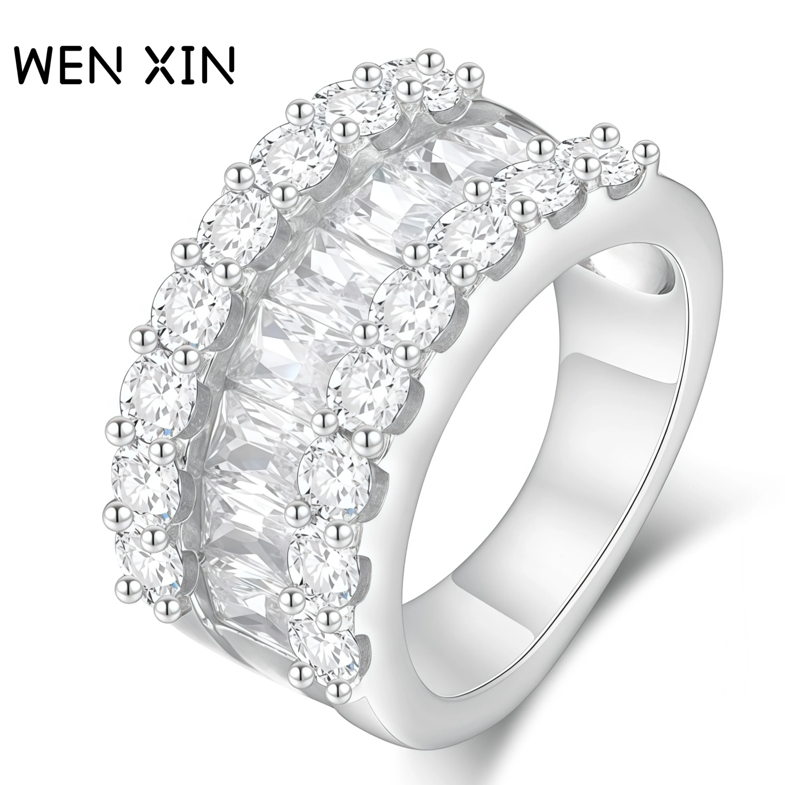 

WENXIN брендовое роскошное брендовое дизайнерское кольцо с полуоборотным бриллиантом, квадратное кольцо с бриллиантами, кольцо с бриллиантами, ювелирные изделия