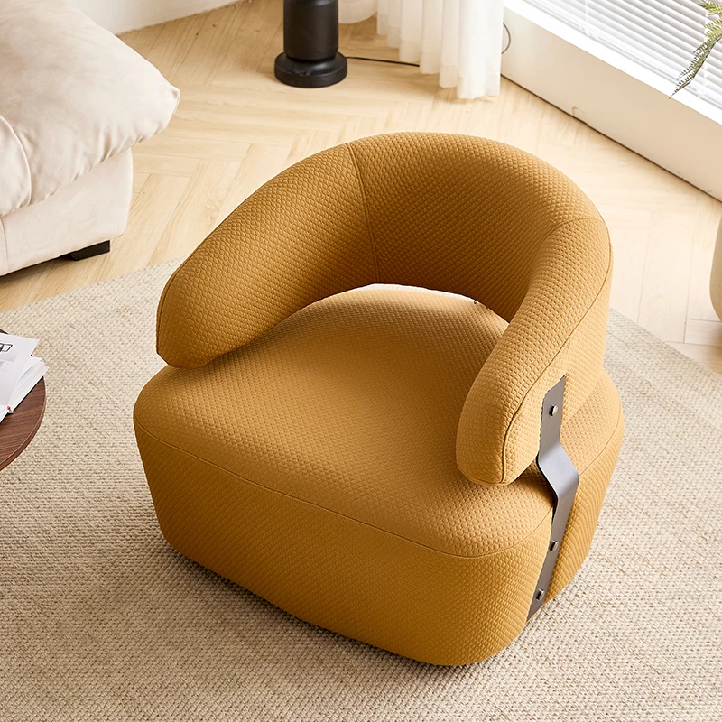 #&S  Luxury Single Sofa Chair Light-Weight Fabric Rotating Swivel 'Lazy Swan' for Home Living Room Balcony Bedroom Leisure Bar~