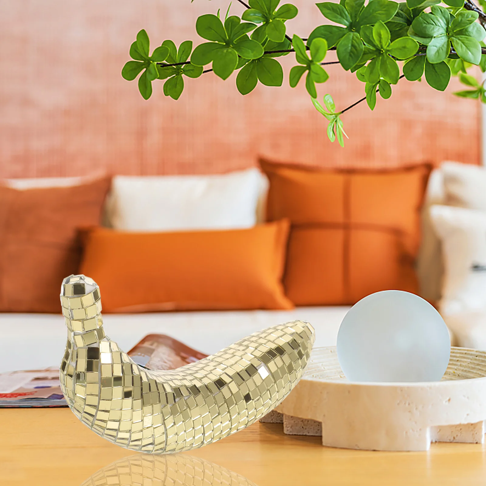 

Banana Decor Mirror Surface Vintage Disco Fruit Prop For Home Kitchen Office Tabletop Ornament Disco Party Supply Fruit Table