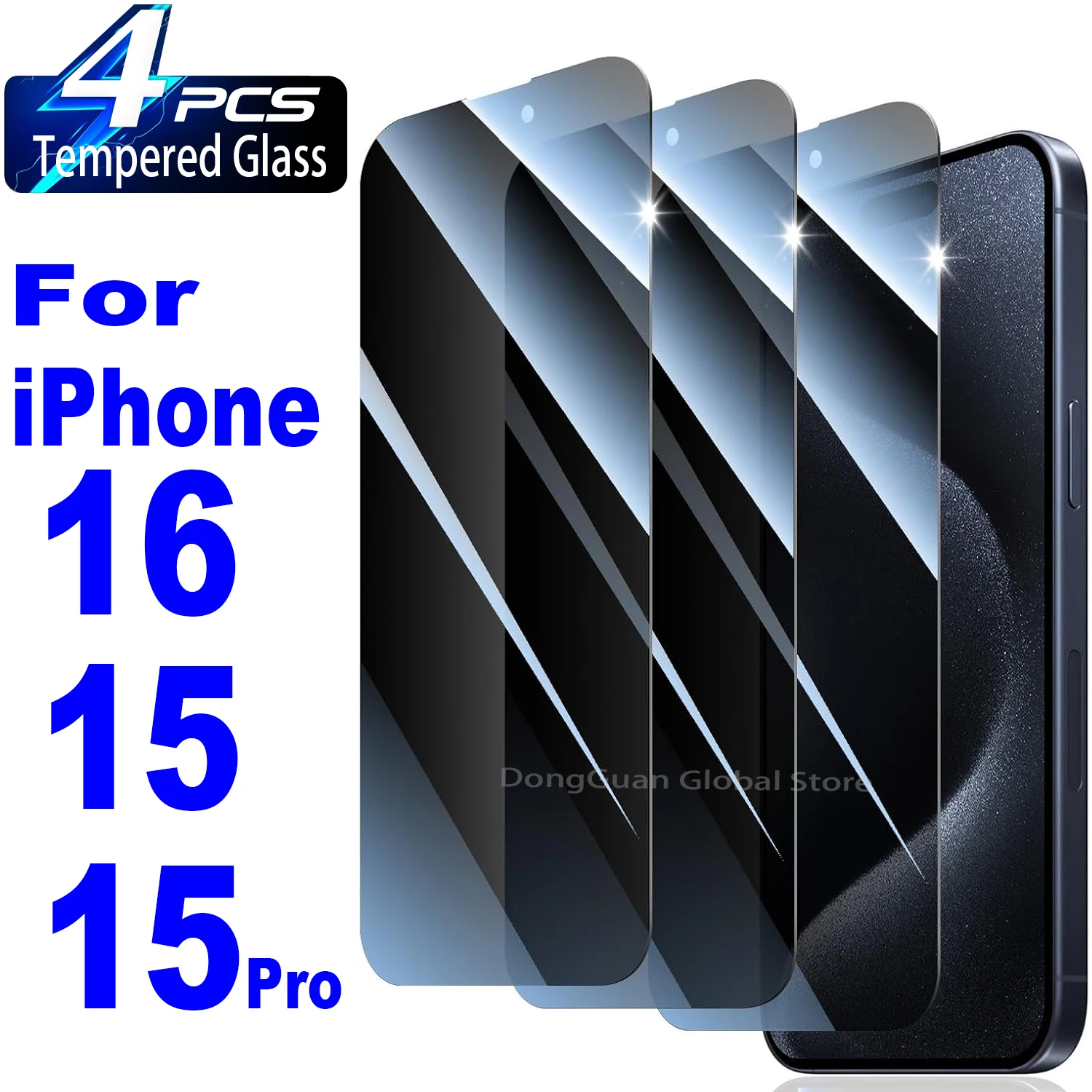 

For iPhone 16 / 15 Pro / 15 Anti Spy Tempered Glass Screen Protector Privacy Glass Film