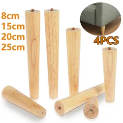 4Pcs 8/15/20/25cm Solid Wood Furniture Feets Oblique/Straight Table Furniture Leg Non-slip Chair Feet Replacement Feet Sloping