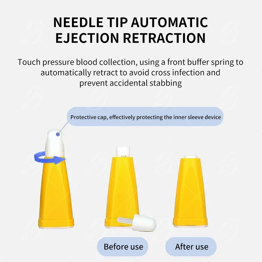 

Medical Sterile Blood Lancets Needles Single Use Automatic Blood Lancet Disposable Pressure Activated Safety Lancet