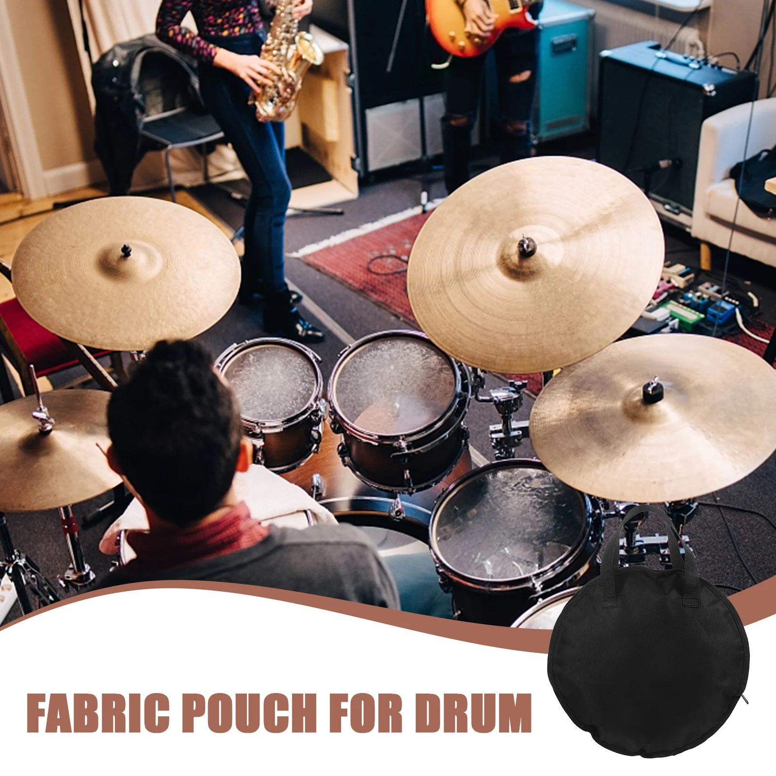 Black Portable Dumb Drum Storage Bag Waterproof Oxford Fabric Pouch Holder Percussion Instruments Accessories