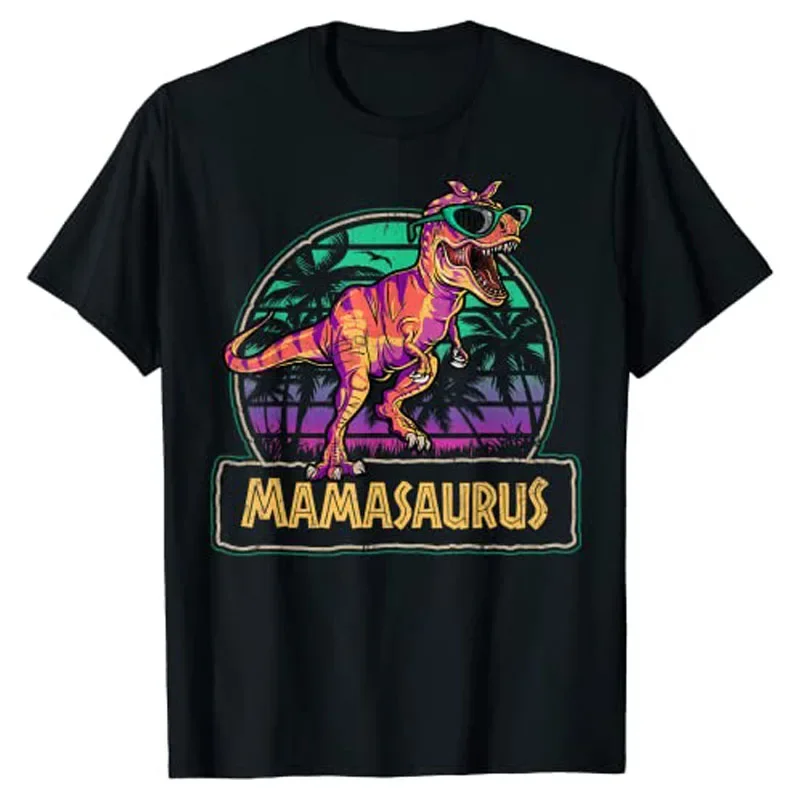 Mamasaurus T Rex Dinosaur Mama Saurus Family Matching Women Cute T-Shirt Graphic Tee Shirts