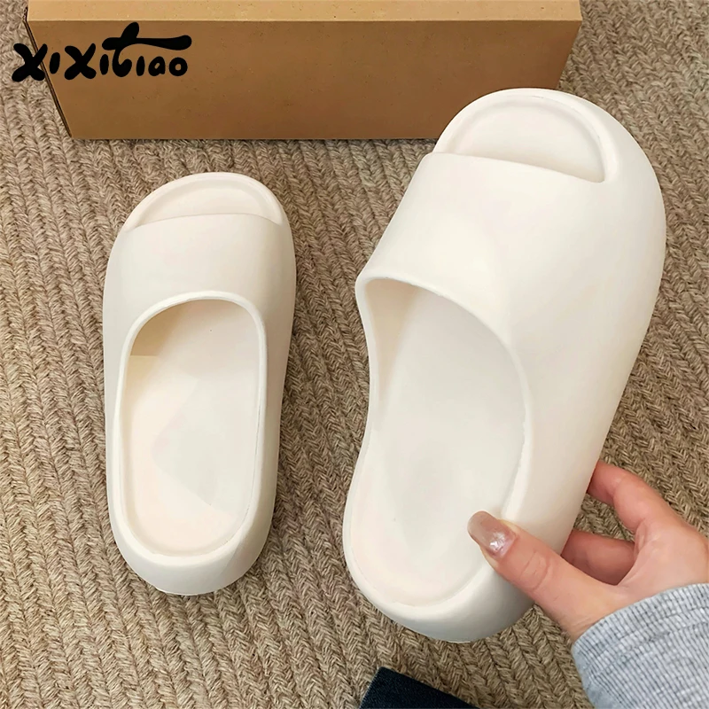 XIXITIAO Women's EVA Platform Slippers Summer Comfort Soft Non-slip Versatile Indoor Outdoor Solid Color Simple Beach Sandals