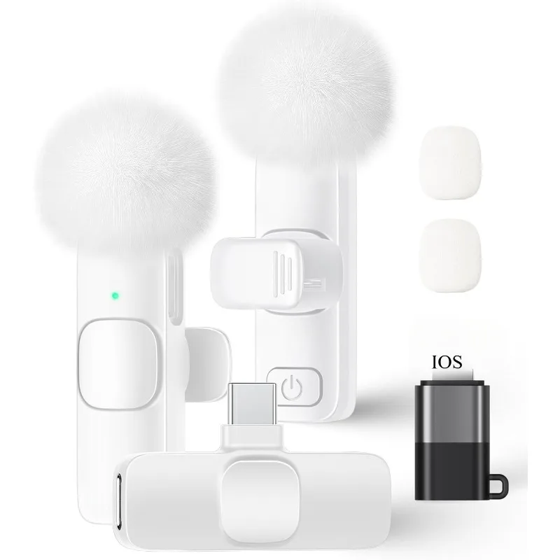 Wireless Lavalier Microphone Mini USB-C Noise Reduction Mic for iPhone iPad Android Video Recording Interview