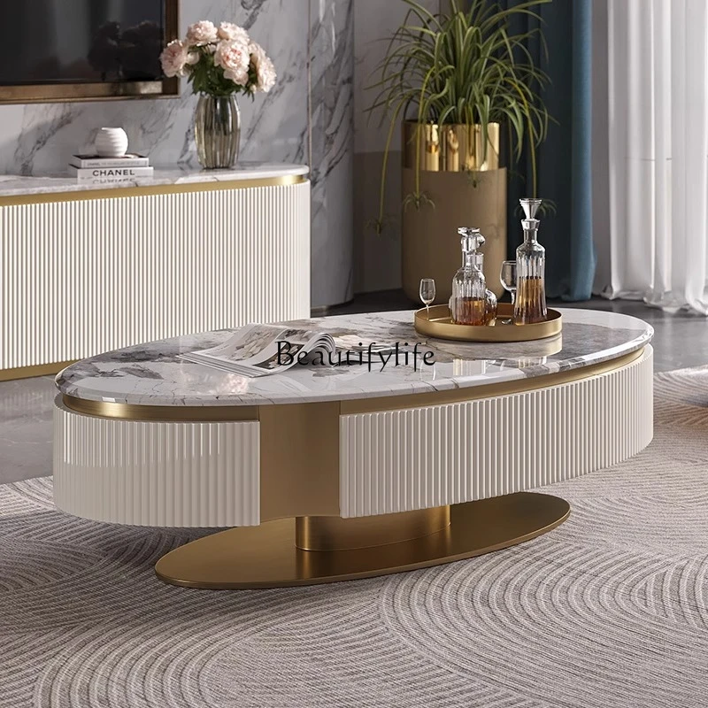 

Modern high-end fashion high-end club oval TV cabinet combination