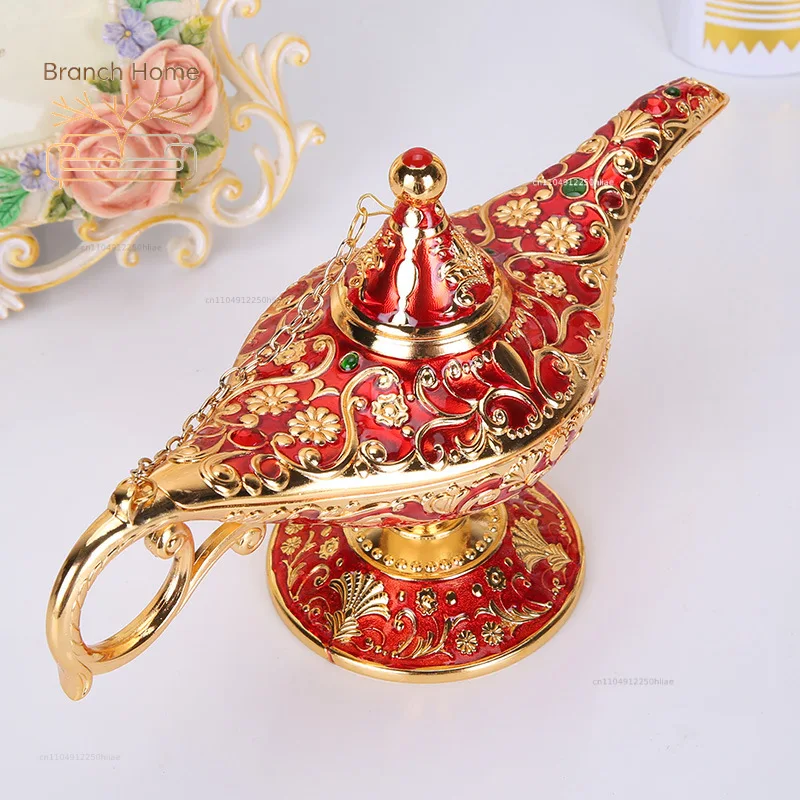 Aladdin Magic Lamp Tin Ware Retro European Style Crafts Alloy Creative Ornament Russian Wishing Lamp Home Entrance Decoration