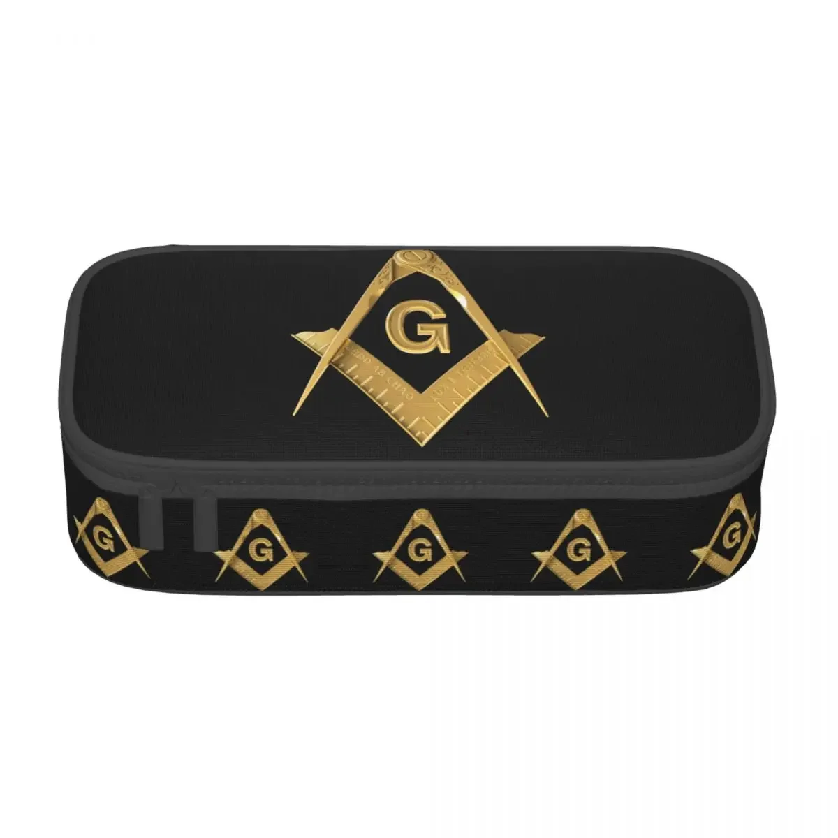 Customized Kawaii Gold Freemason Logo Pencil Cases for Girls Boys Large Capacity Masonic Mason Pencil Bag School Supplies