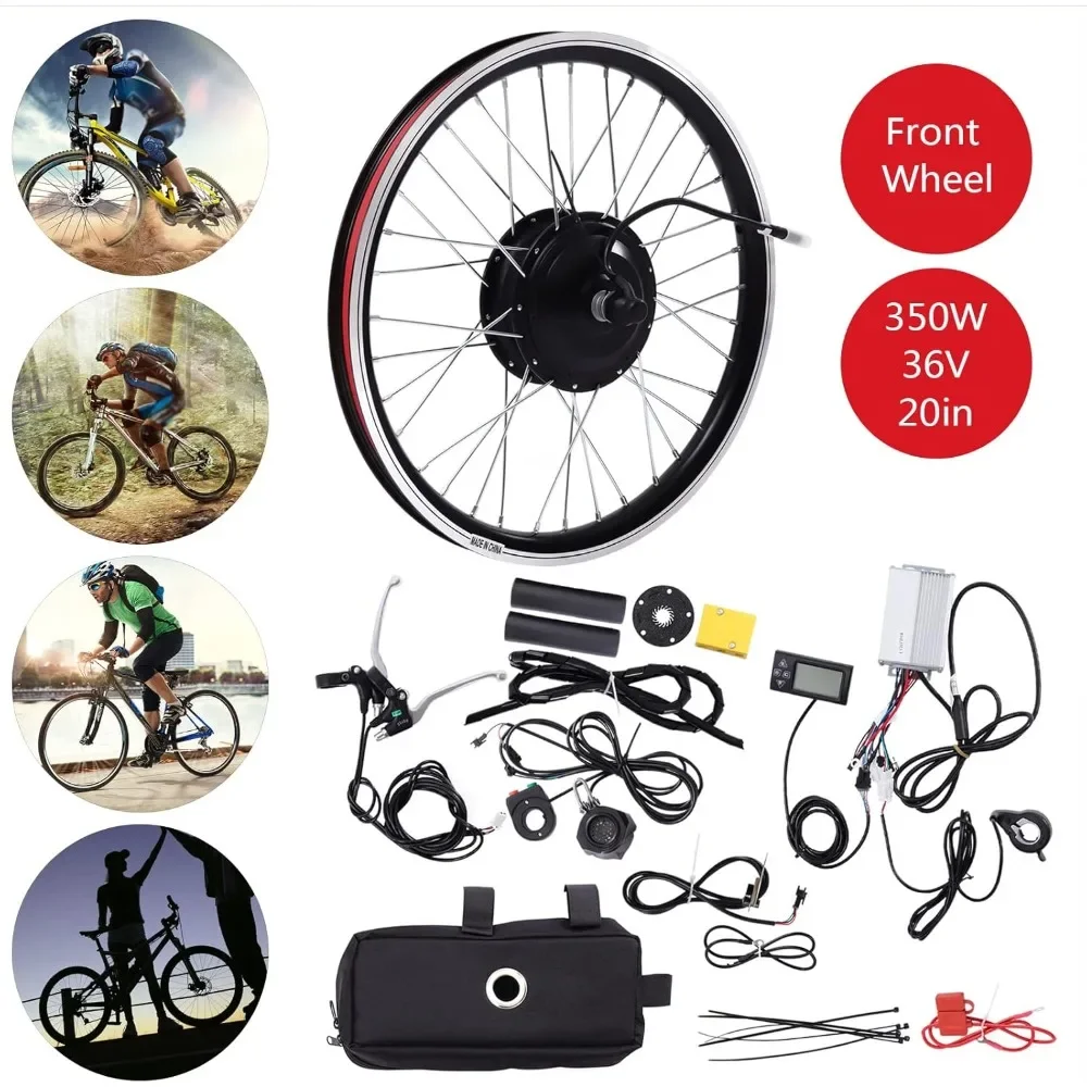 

Electric Bike Conversion Kit 36V 350W Front Wheel E-Bike Hub Motor Kits Controller with LCD Display Brake Fits 20-inch Tire