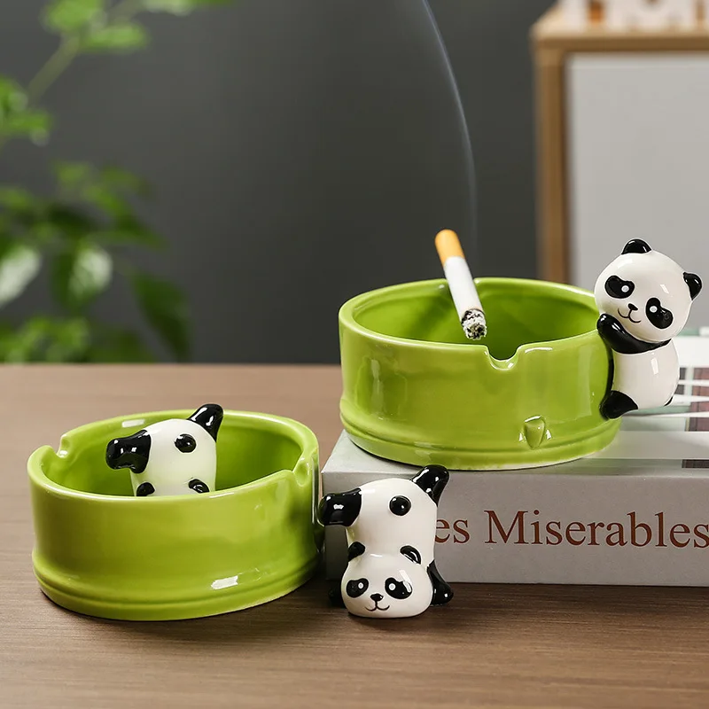 

Creative Cute Panda Shaped Ashtray, Ceramic Trendy Personality, Home Living Room Bedroom Office Desktop Cartoon Decorations, 1Pc
