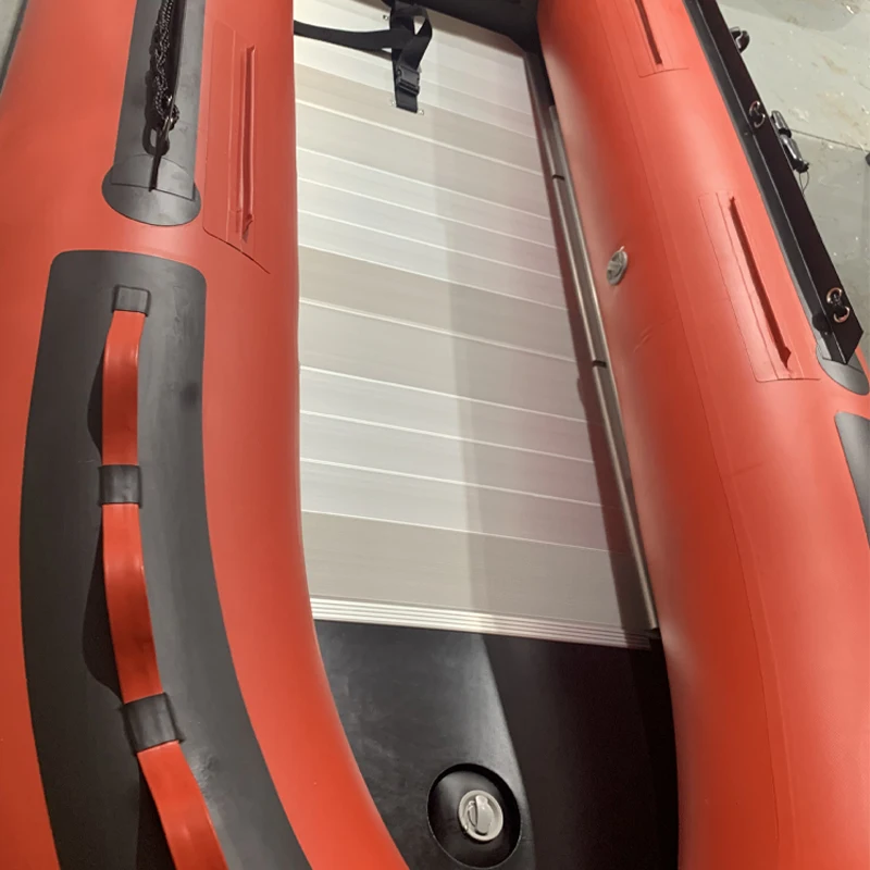 Aluminum PVC 3.3m Rigid Inflatable Fishing Kayak Boat Double Pontoon 4 Persons Capacity Rivers Surfing Fishing Vessel