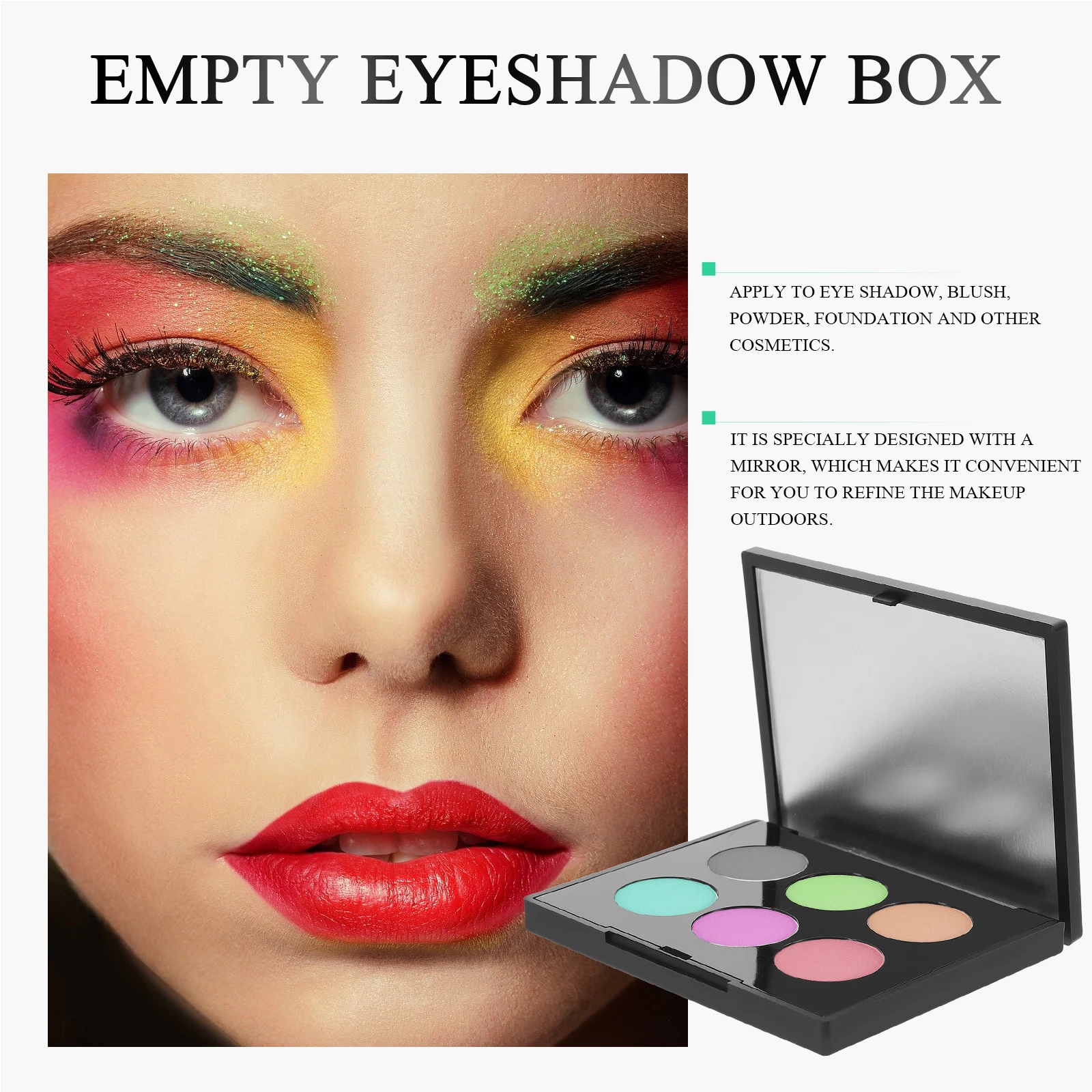 Caja vacía para sombra de ojos, organizador de paleta de maquillaje artesanal, estuche de almacenamiento de uso de viaje para sombra de ojos, colorete, resaltador, 1 Juego