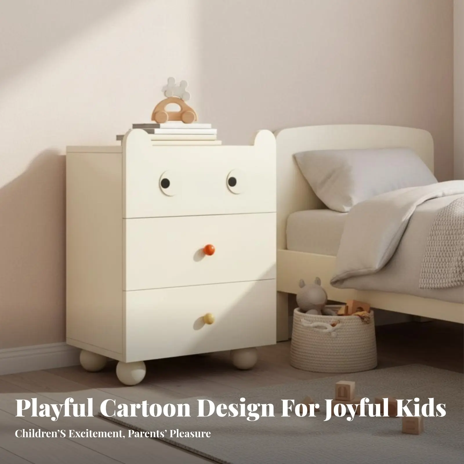 

5-Drawer Upright Chest of Drawers Creamy Cream Finish Chest of Drawers Minimalist Design Sturdy Construction for Parents