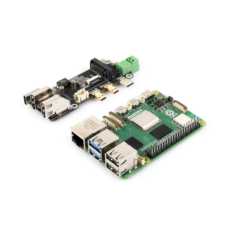 PCIe To M.2 NVMe SSD HAT For Raspberry Pi 5 Gen3 Multi-Functional Adapter Board Dual 4K HDMI Output Dual Power Supply
