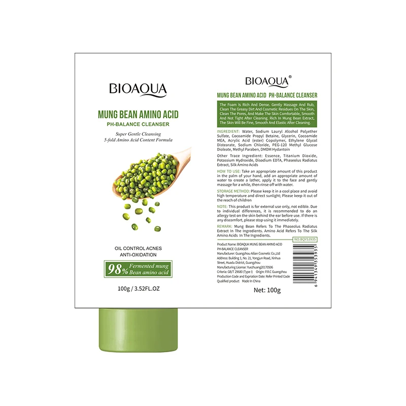 

Bioaoua Mung Bean Amino Acid Ph-balance Cleanser Purify Cleaning Washing Face Deep Pores Refreshing Mild Control Cleanser O U9p7