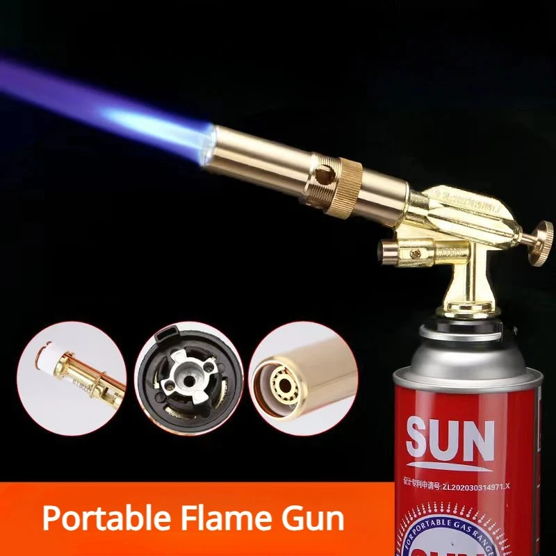 Portable Copper Welding Gas Torch Butane Burner Flame Gun Outdoor Camping BBQ Flamethrower Kitchen Lighter Welding Equipment