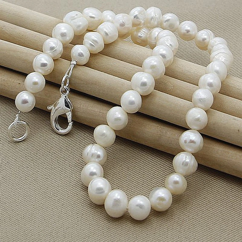 High Quality Fashion Long Pearl Necklace Natural Freshwater Pearl 925 Silver Jewelry For Women Statement Necklace N097