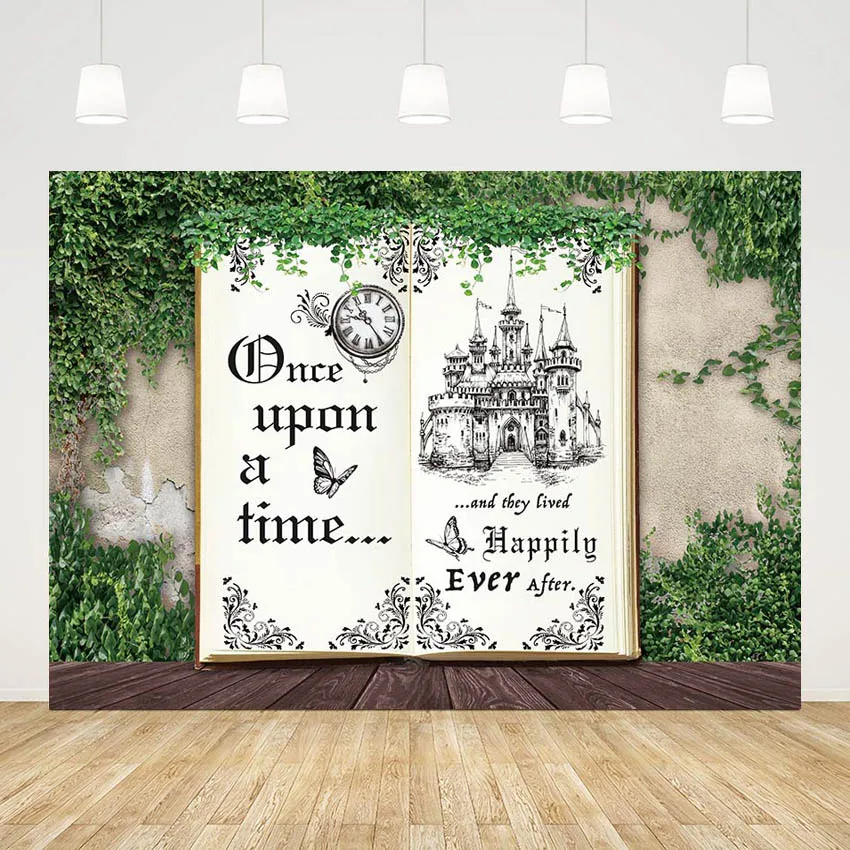 Mehofond Fairy Tale Book Backdrop Retro Castle Butterfly Decor Wedding Bridal Shower Photography Background Photo Studio Props