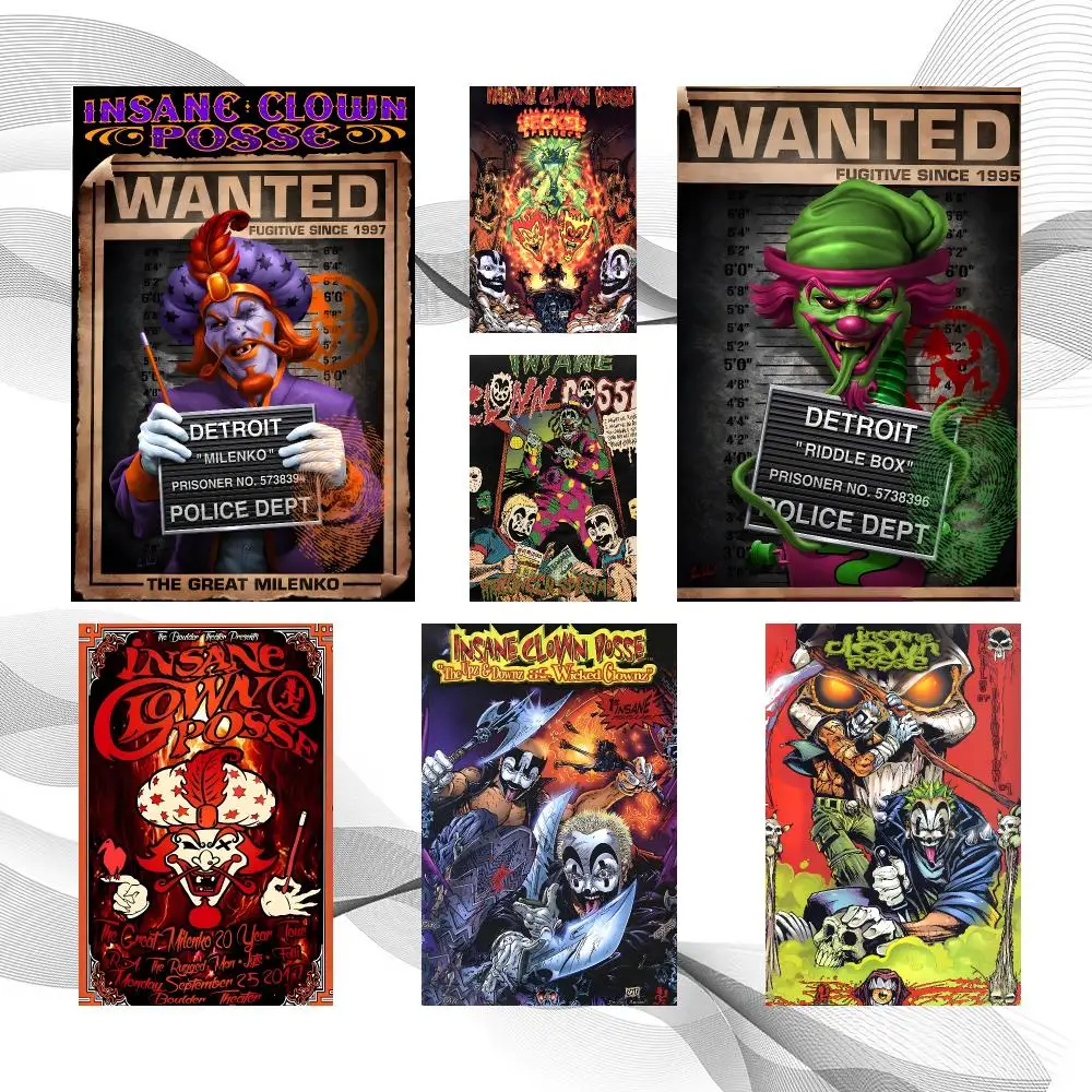 Music Pop I-Insane Clown Posse Poster Peel And Stick Wall Art Self Adhesive PP Waterproof Wall Decor Living Room Bedroom Gift