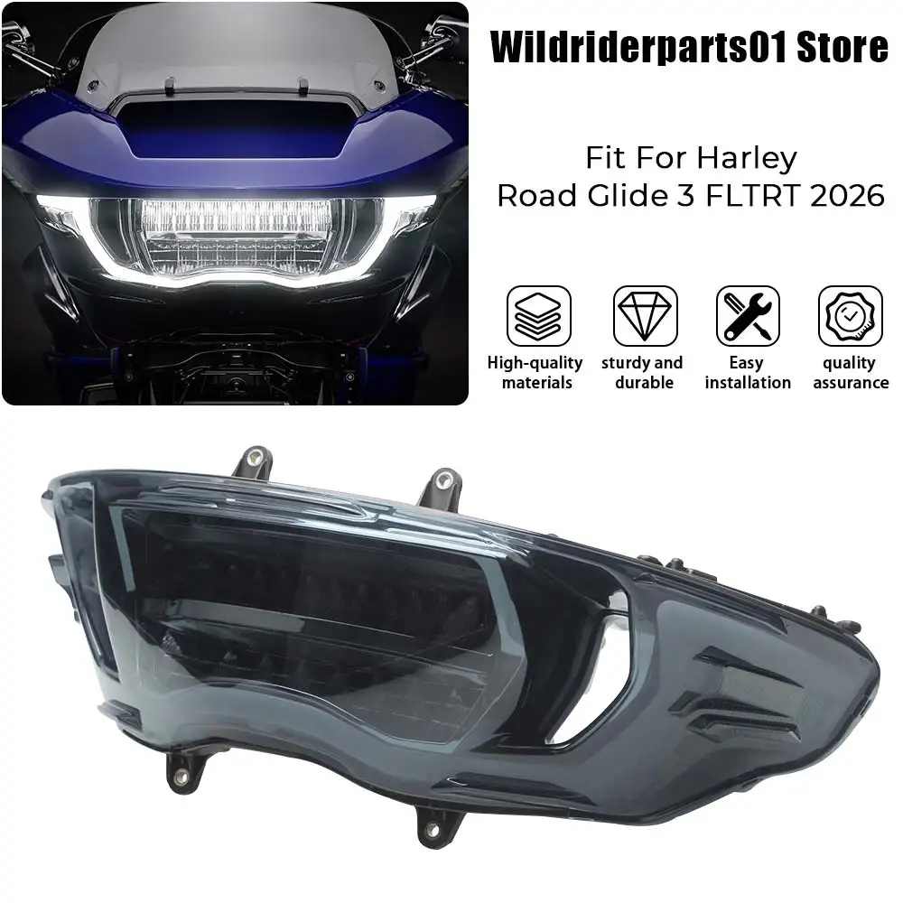 

Для мотоциклов Harley Touring Road Glide CVO ST FLTRXSTSE 2024-2026: Светодиодная передняя фара в сборе (дальний/ближний свет), аксессуары