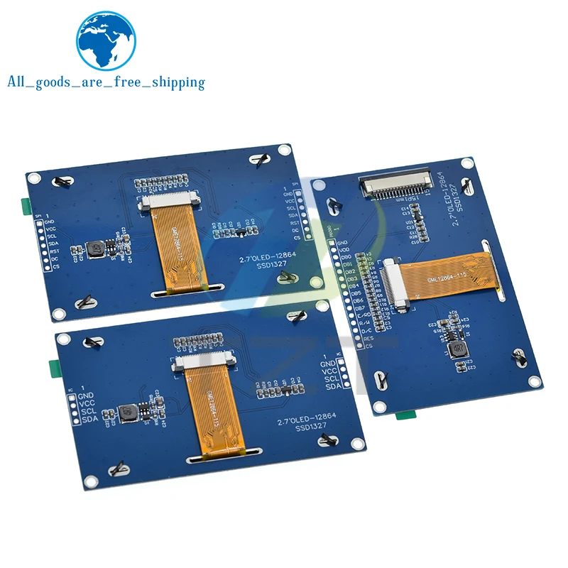 TZT 2.7 Inch OLED LCD Display 128x64 Drives SSD1327 IIC / SPI / 8-bit Parallel Port For Arduino