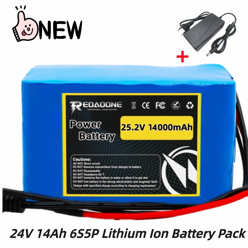 High Performance 24V 14Ah 6S5P Lithium Ion Battery Pack - 25.2V 14000mAh Moped Battery