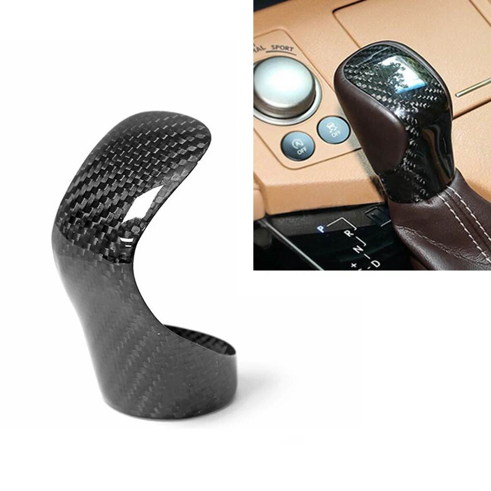 Gear Shift Head Knob Cover For Lexus NX NX200t 300h ES ES200 RC 2015 Real Carbon Fiber Black/Red Case Cap Car Handlebar Shell