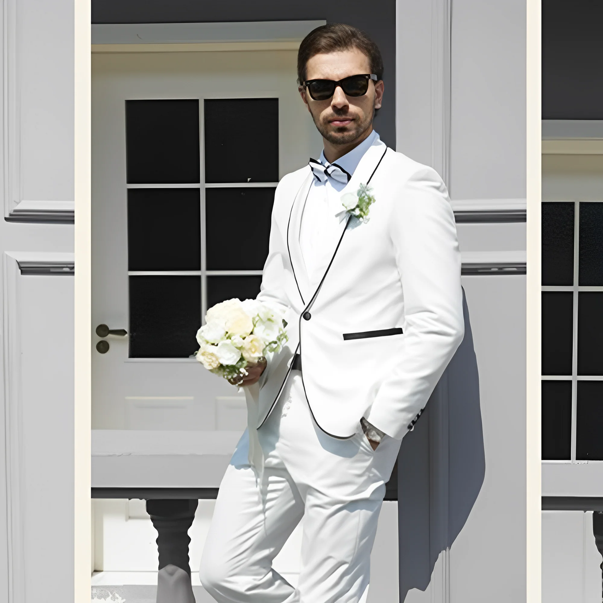 

Men's 2-Piece Wedding Dress, Shawl Lapel, Contrast Color Design Suit Wedding Blazer and Pants, Wedding/Party/Graduation/Date