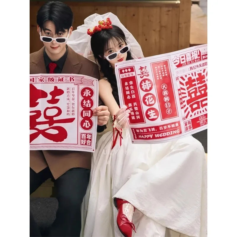 Vestido de novia Blanco Simple Línea A, vestidos de fiesta de noche con forma de corazón, vestidos de novia personalizados de Corea, vestido para sesión de fotos, novedad de 2025