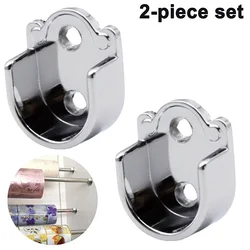 2PCS Wardrobe Bracket Heavy Duty Rod Socket Flange Rod Holder Closet Rod End Support U Shaped Rail Support Furniture Hardware