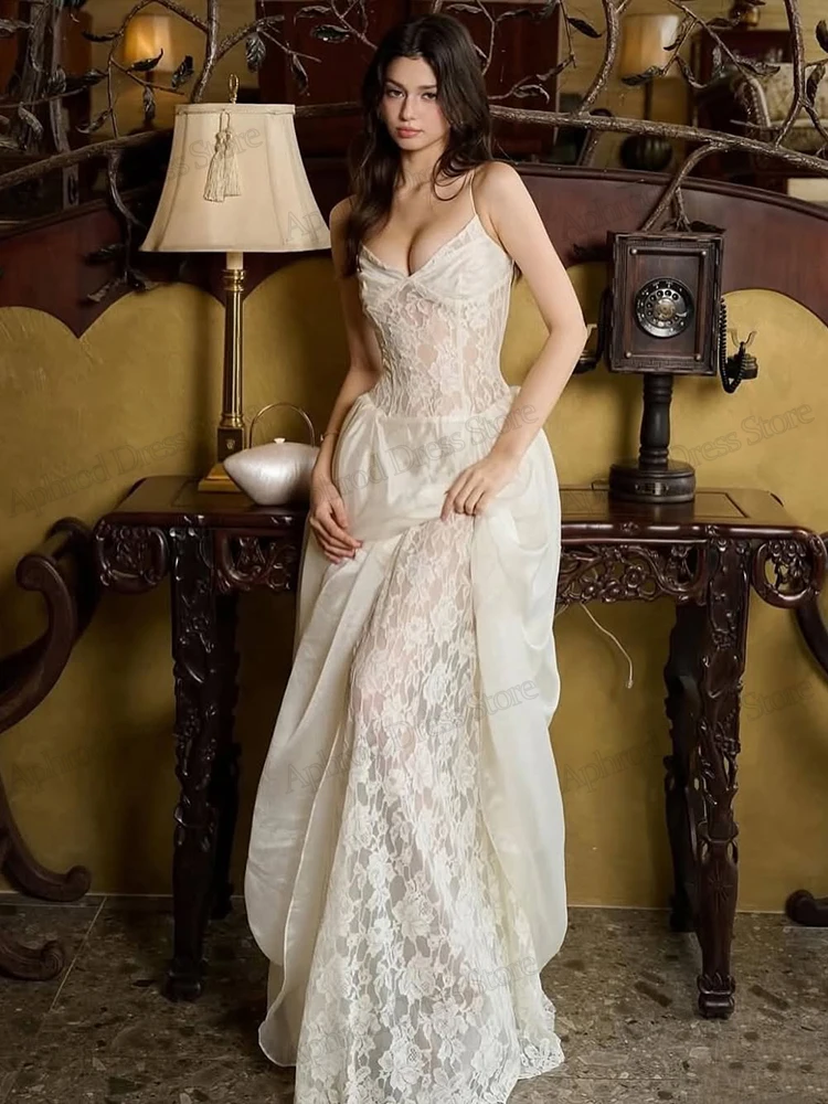 بوهيميا فساتين الزفاف خمر زي العرائس الدانتيل المتدرج الجلباب السباغيتي الأشرطة الحبيب Vestidos De Novia مخصص 2025