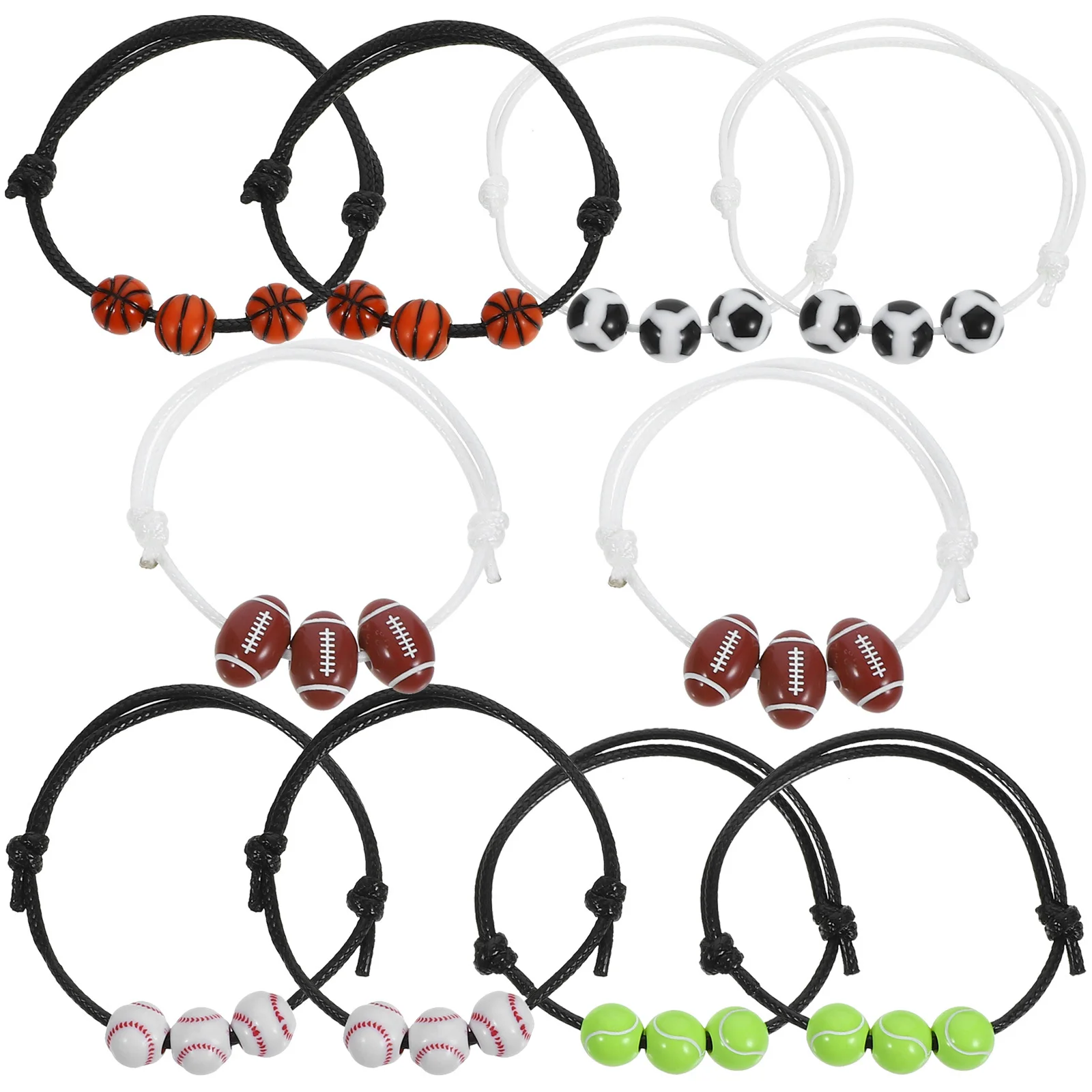 10Pcs Sports Ball Bracelet Stylish Adjustable Sports Themed Wristband Party Beach Christmas Accessories Trendy Gift for