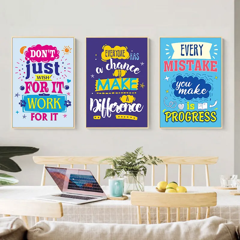 Colorful Inspirational Quotes Canvas Art Poster Prints Modern Motivational Wall Decorative Picture for Living Room Bedroom