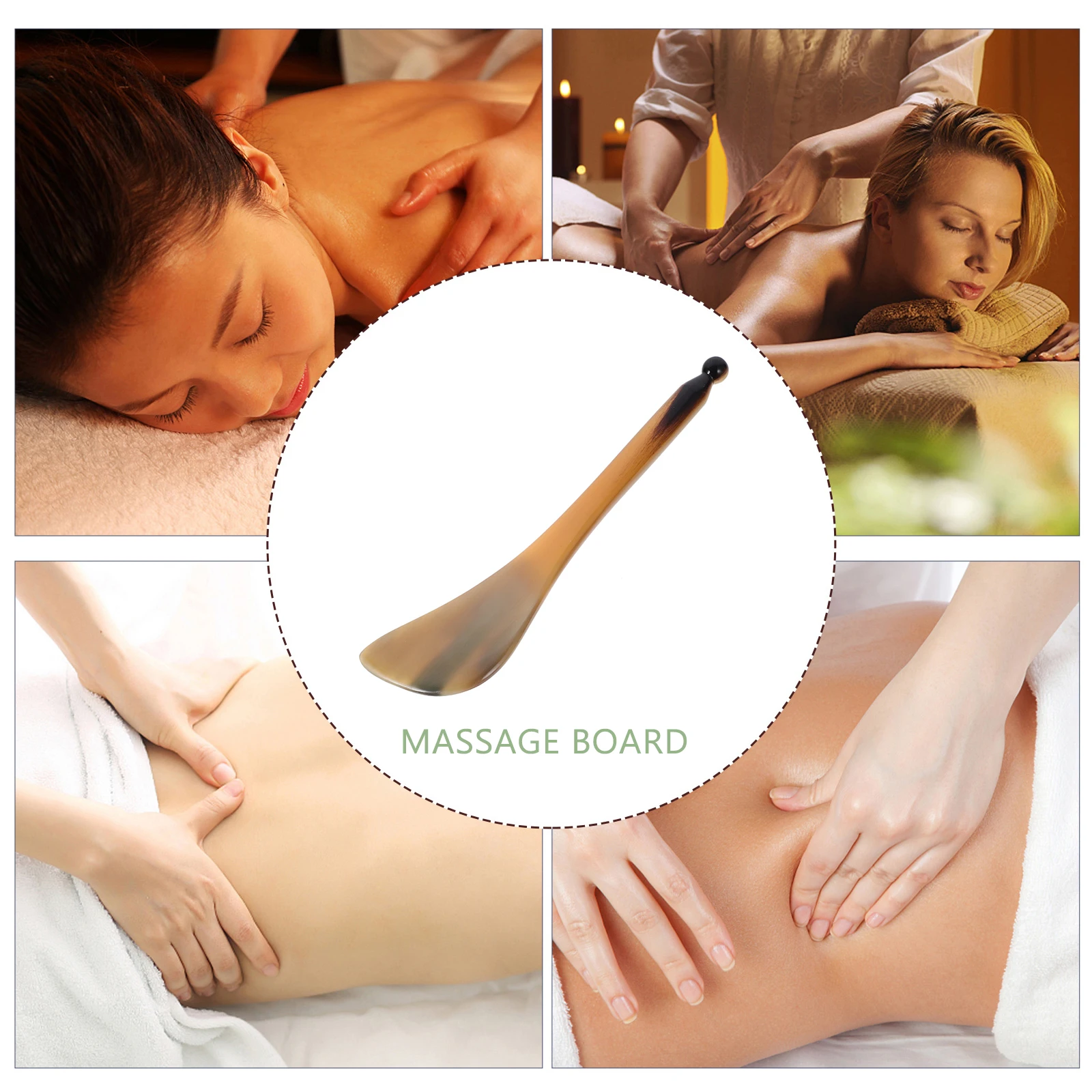 

1PC Natural Massaging Scraping Massage Tool Cattle Horn Massaging Board for SPA Relaxing Meditation (Random Color)