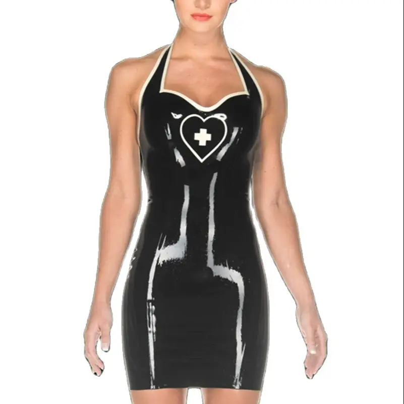 Handmade Woman Latex Dress  Deep V Neck, Rubber Pleated Braces - Clubwear Sexy Fetish Rubber Bodysuit Lingerie   Wetlook