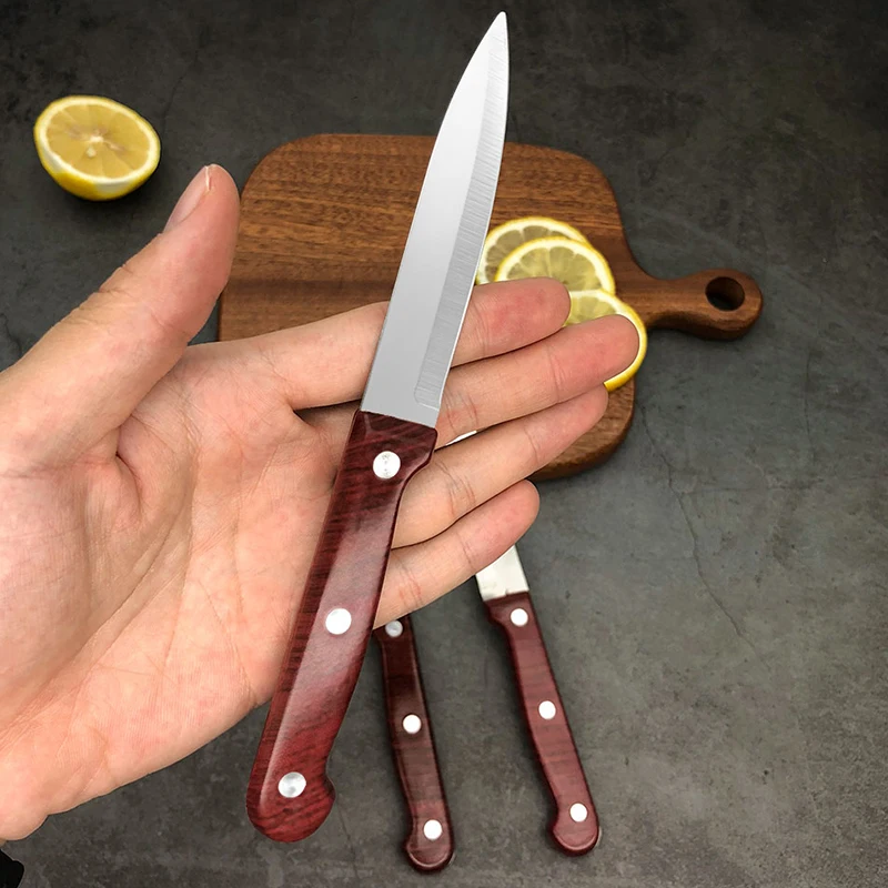 1/3/5/10 set of professional outdoor straight knife, camping fixed blade small knife stainless steel fruit knife, plastic handle
