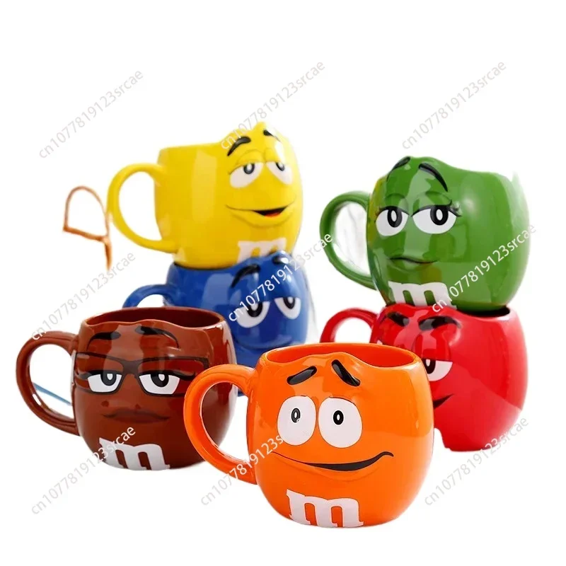 Cartoon Mug Couple Creative Ceramic Mug Expression Breakfast Milk Coffee Mug Large Capacity Household Drinking Cup with Handle