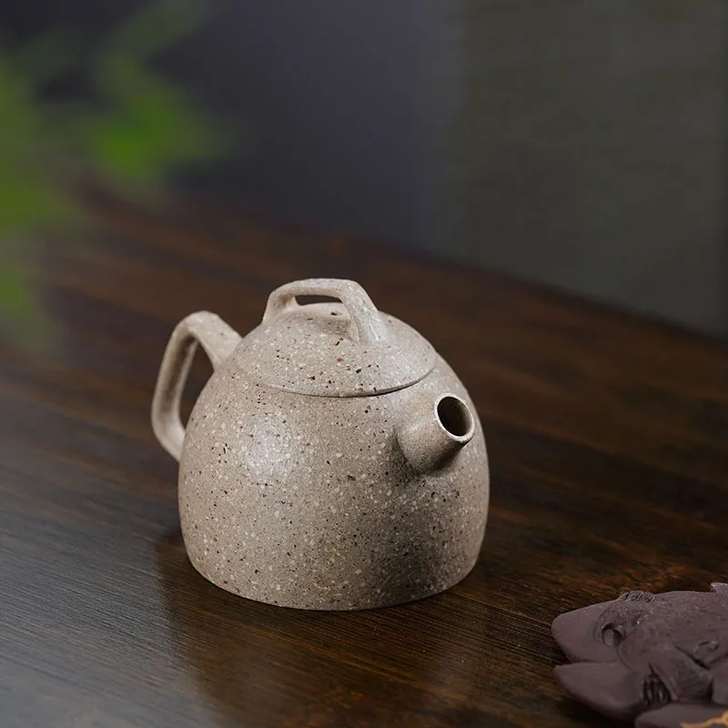 130cc New handmade geometric Qin Quan purple clay teapot without added coarse sand, white jade section clay teapot wholesale