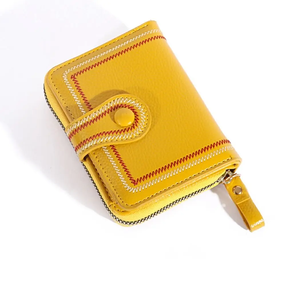 PU Leather Multi Card Pockets Ethnic Style Short Money Clip Credit Card Clip Women Card Bags Women Wallet Organ Card Holder