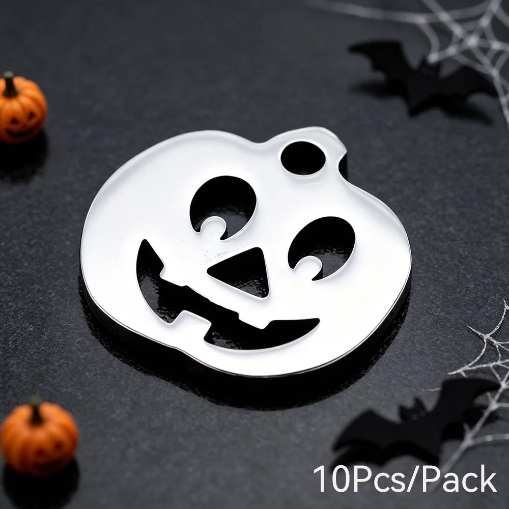10Pcs/Pack Halloween Pendant Accessories For Jewelry Making Stainless Steel Pumpkin Ghost Funny DIY Bracelet Necklace Earrings
